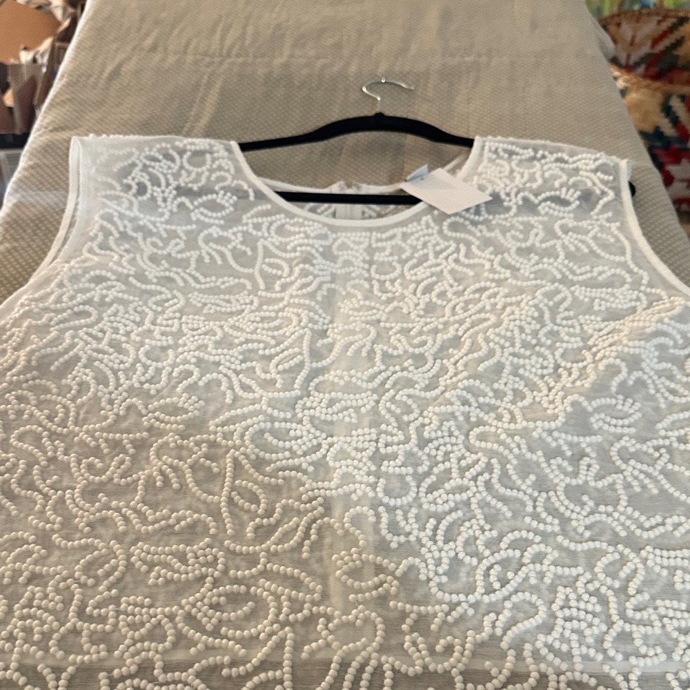 H&M Ivory Beaded Women's Blouse